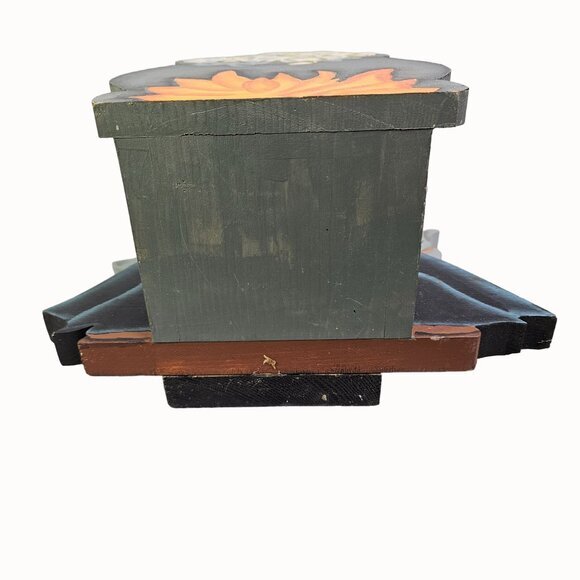 Hand Painted‎ Halloween Witch With Cauldron Wooden Decor Treat Box Whimsical Fun - Picture 10 of 10